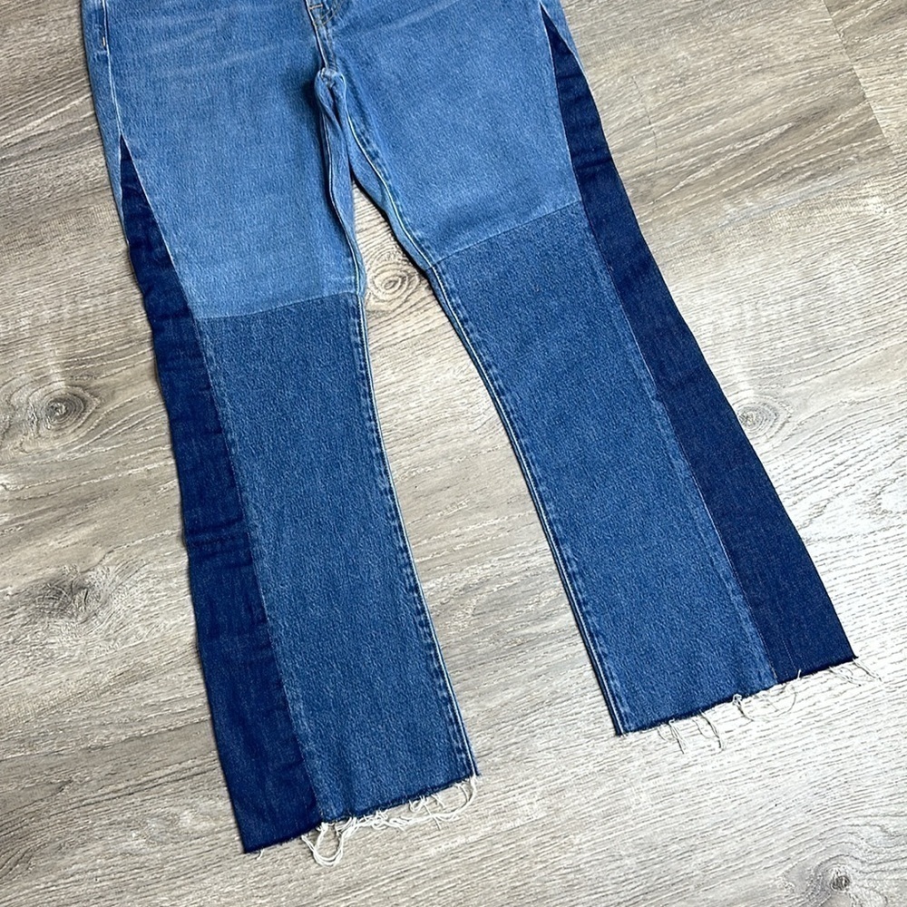 NEW Madewell x ISKO Patchwork Rigid Frayed Flare Jeans Sz 26 - Picture 6 of 13